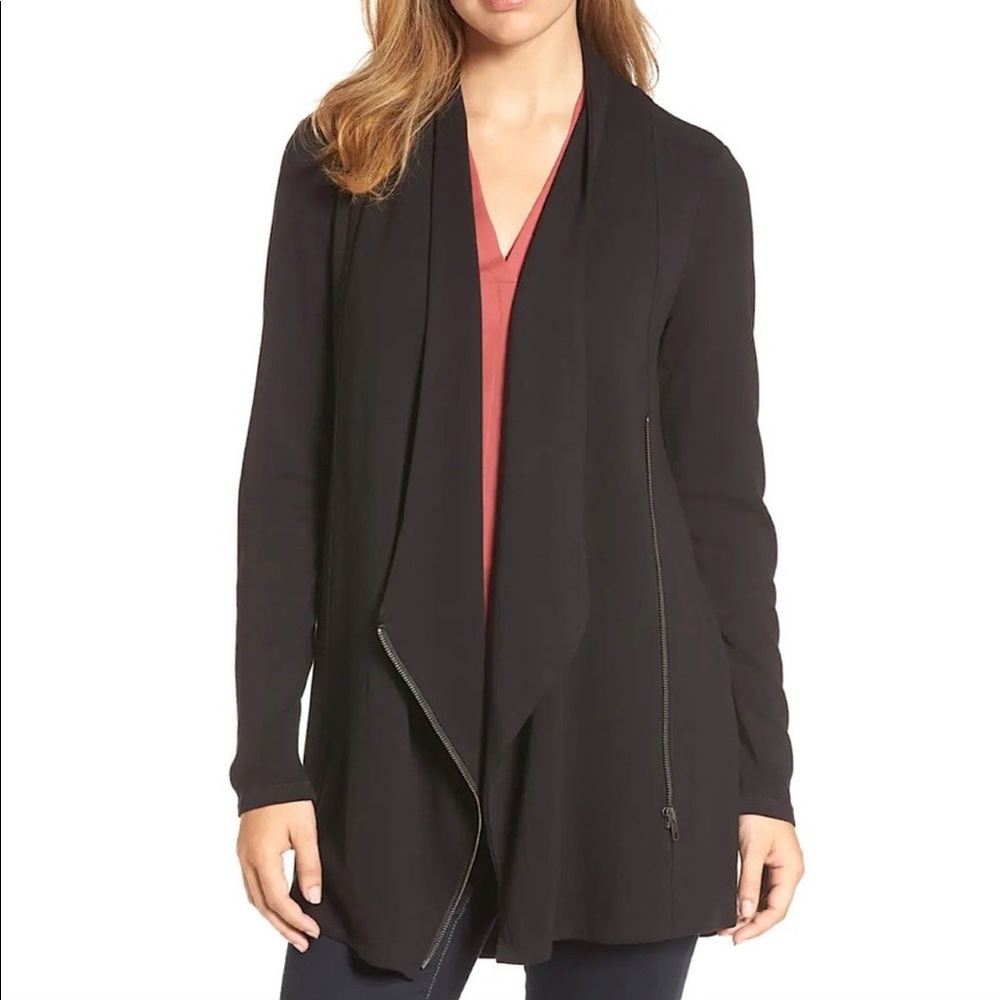 Nic + Zoe  Asymmetrical Zip Jacket Black Onyx 1X
